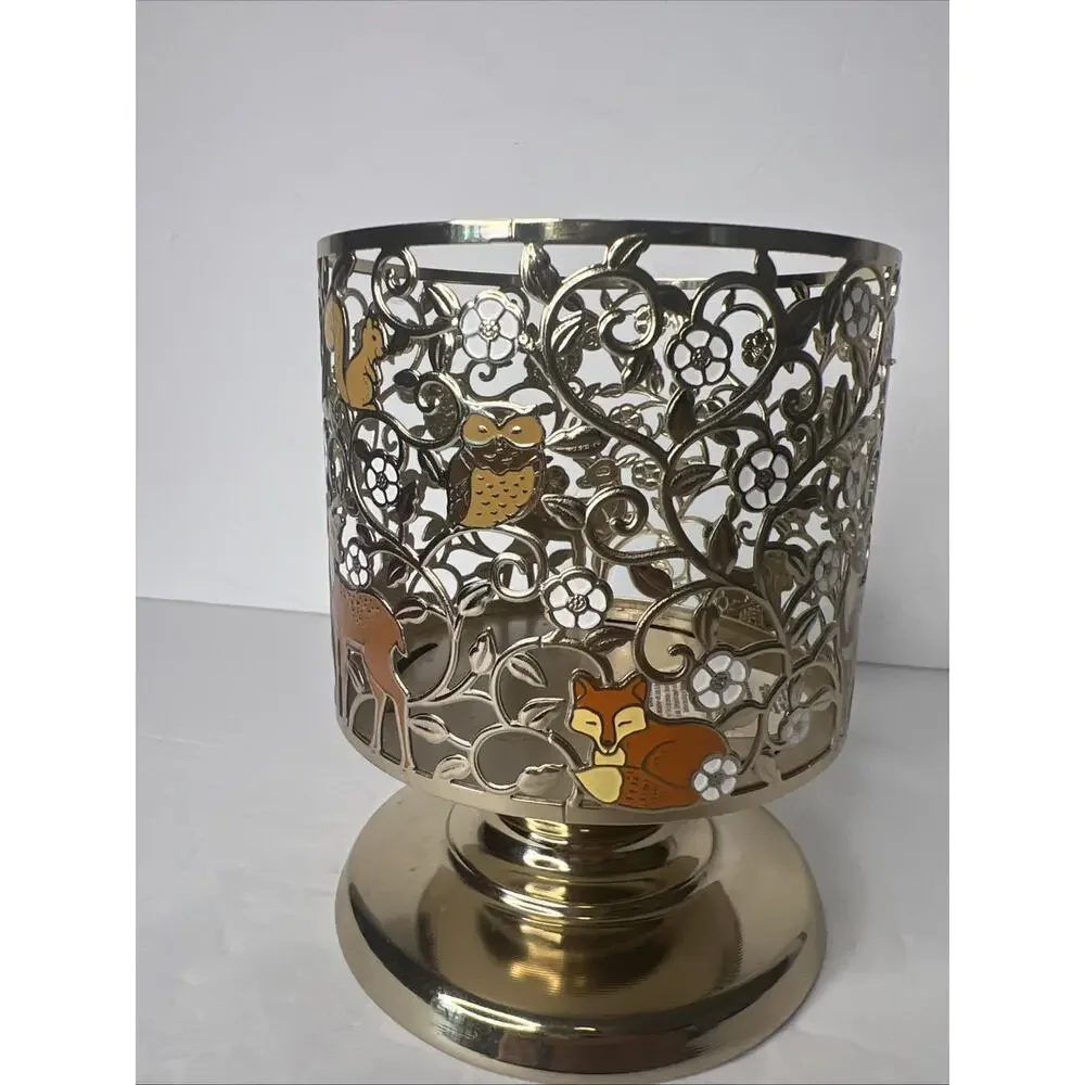 BATH & BODY WORKS FALL FOREST CRITTERS PEDESTAL 3-WICK CANDLE HOLDER!